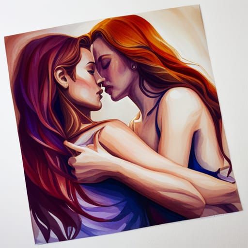 Watercolor Splash Art: Women in Bisexual Colors