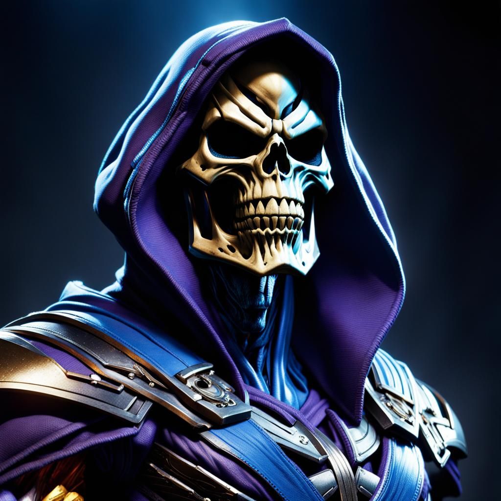Photorealistic Skeletor in Dark CGI Anime Style