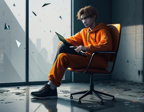 Mysterious Child in Warehouse: Stylized Digital Art