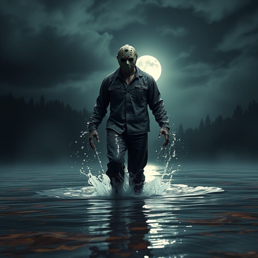 Jason Voorhees Emerges From Moonlit Lake