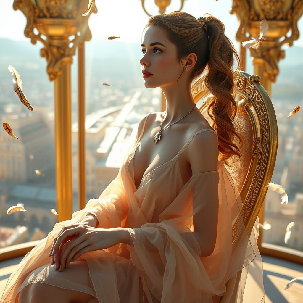 Ethereal Goddess in Opulent Art Nouveau Fantasy