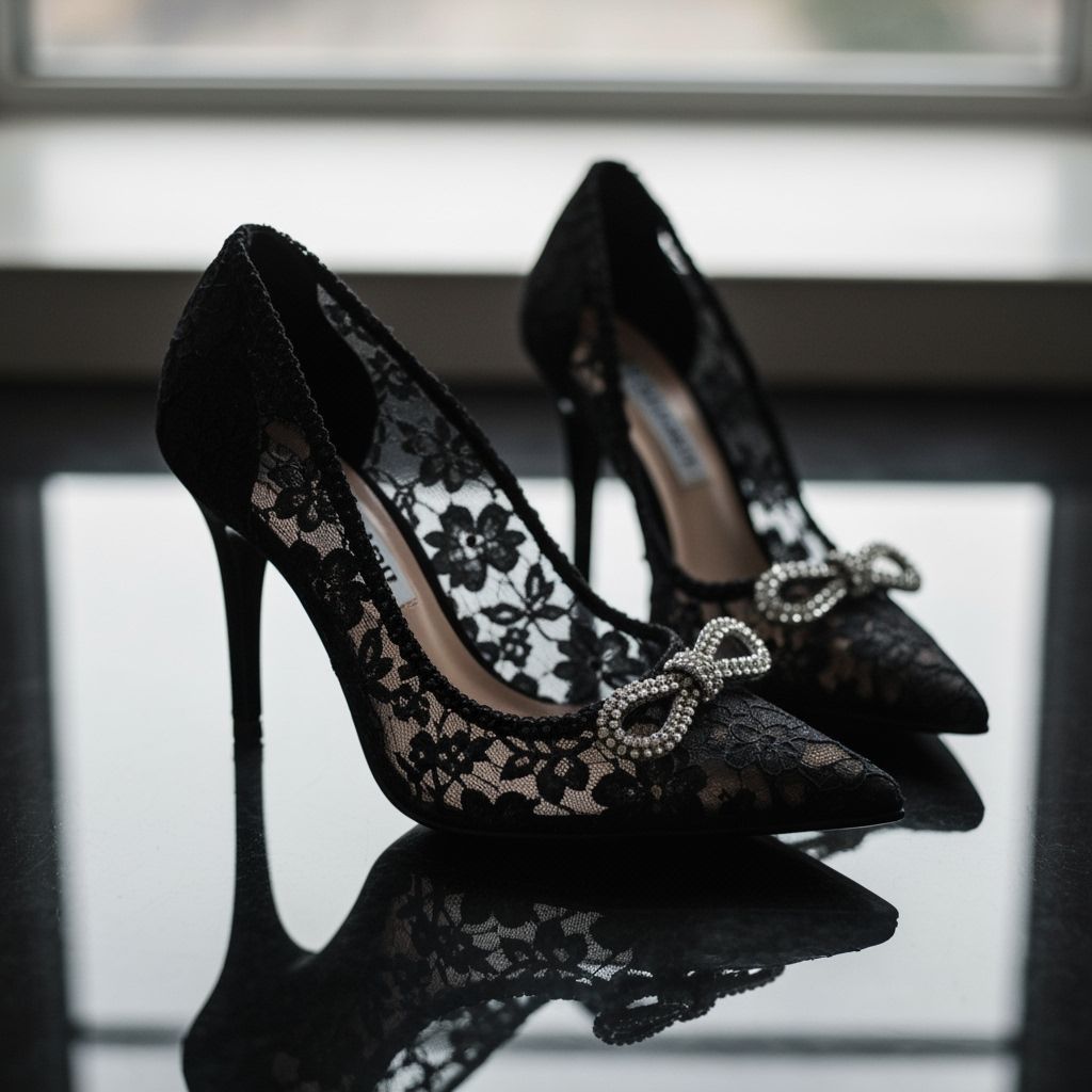 Black Lace Heels in Film Noir Style