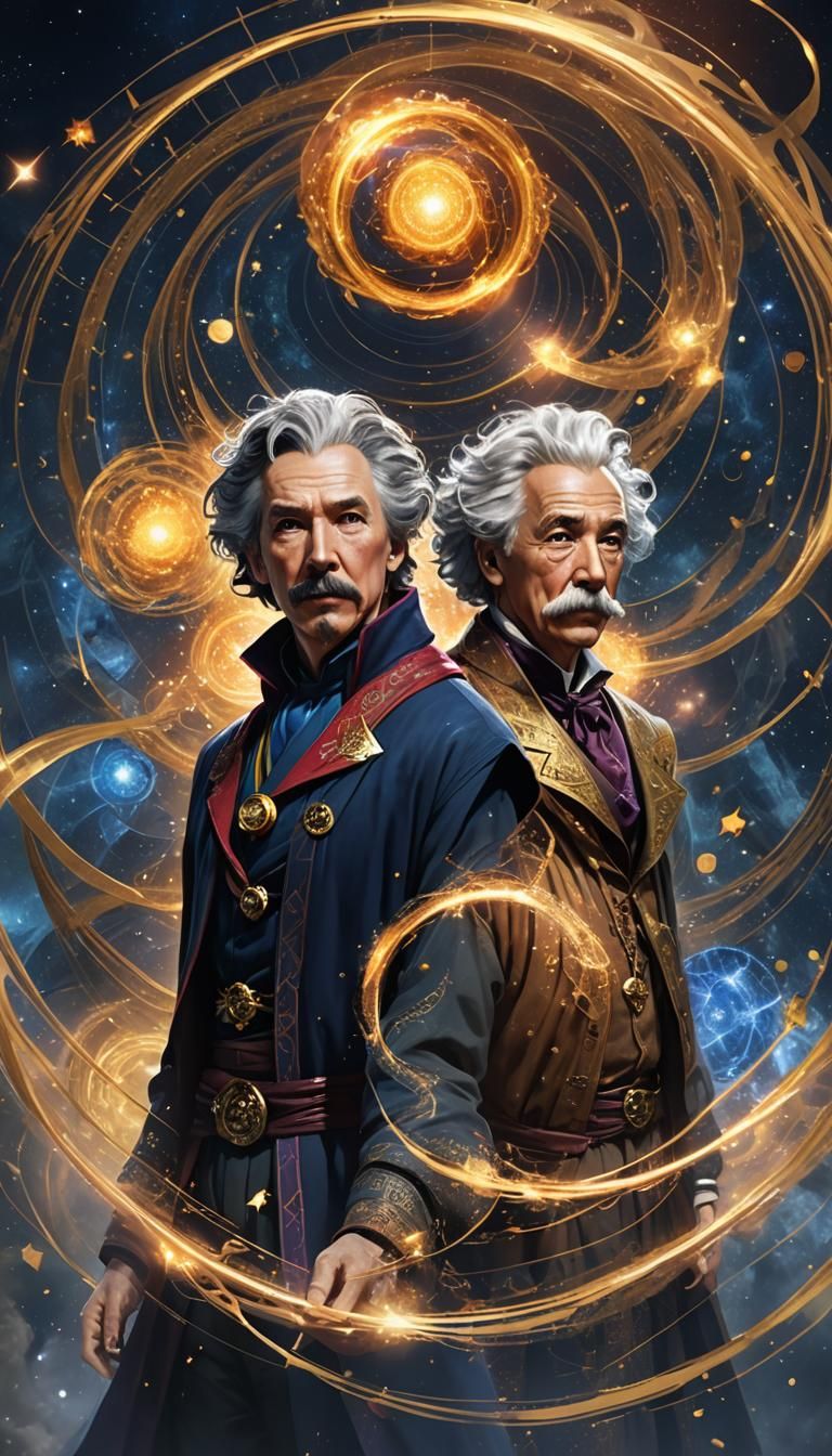 Dr. Strange and Einstein Fusion in Anime Style