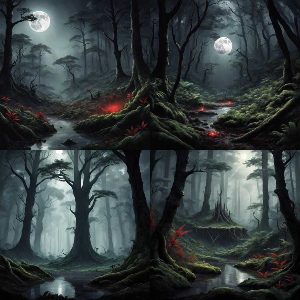 darkened forest