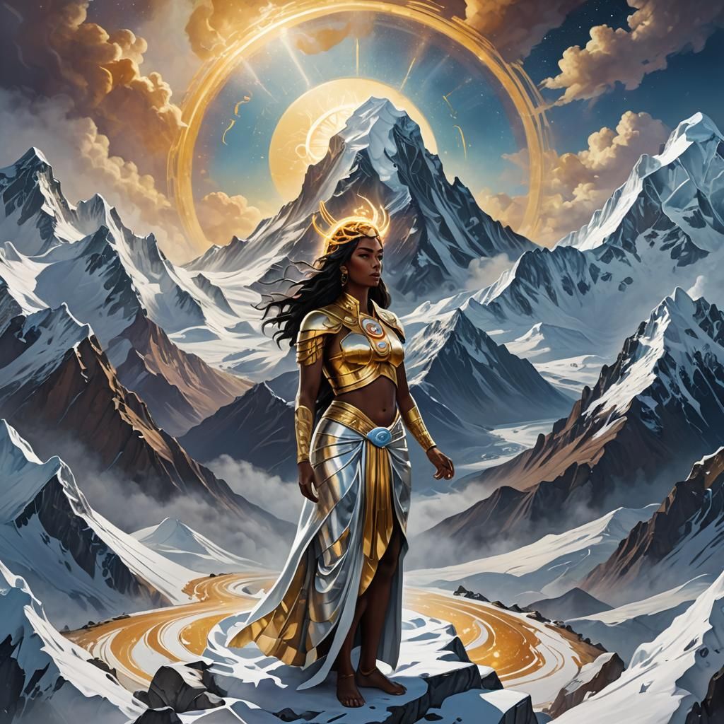 Andean Mountain Guardian Spirit in Oil Painting Style