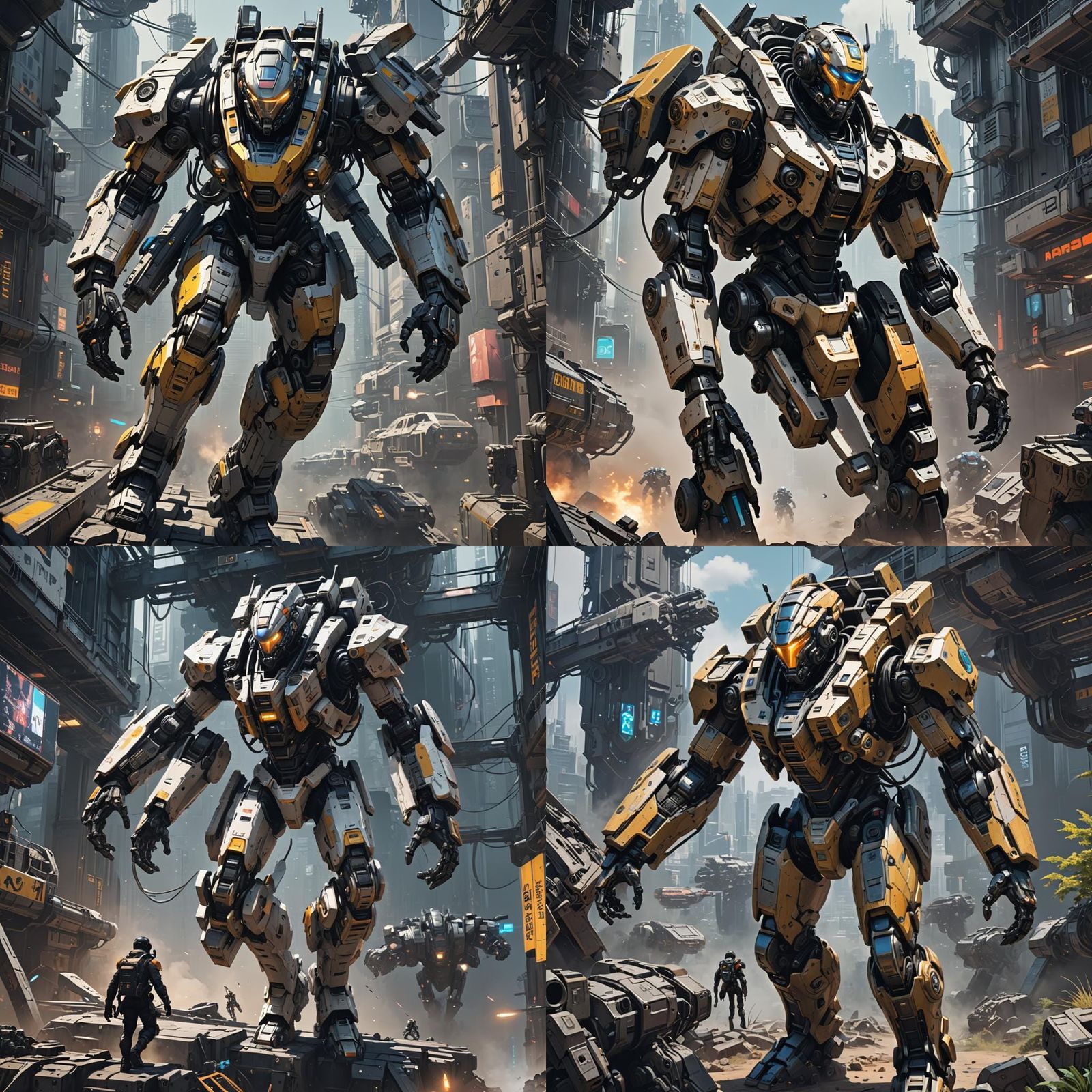 Mech Pilot Ascends in Cyberpunk Anime Art