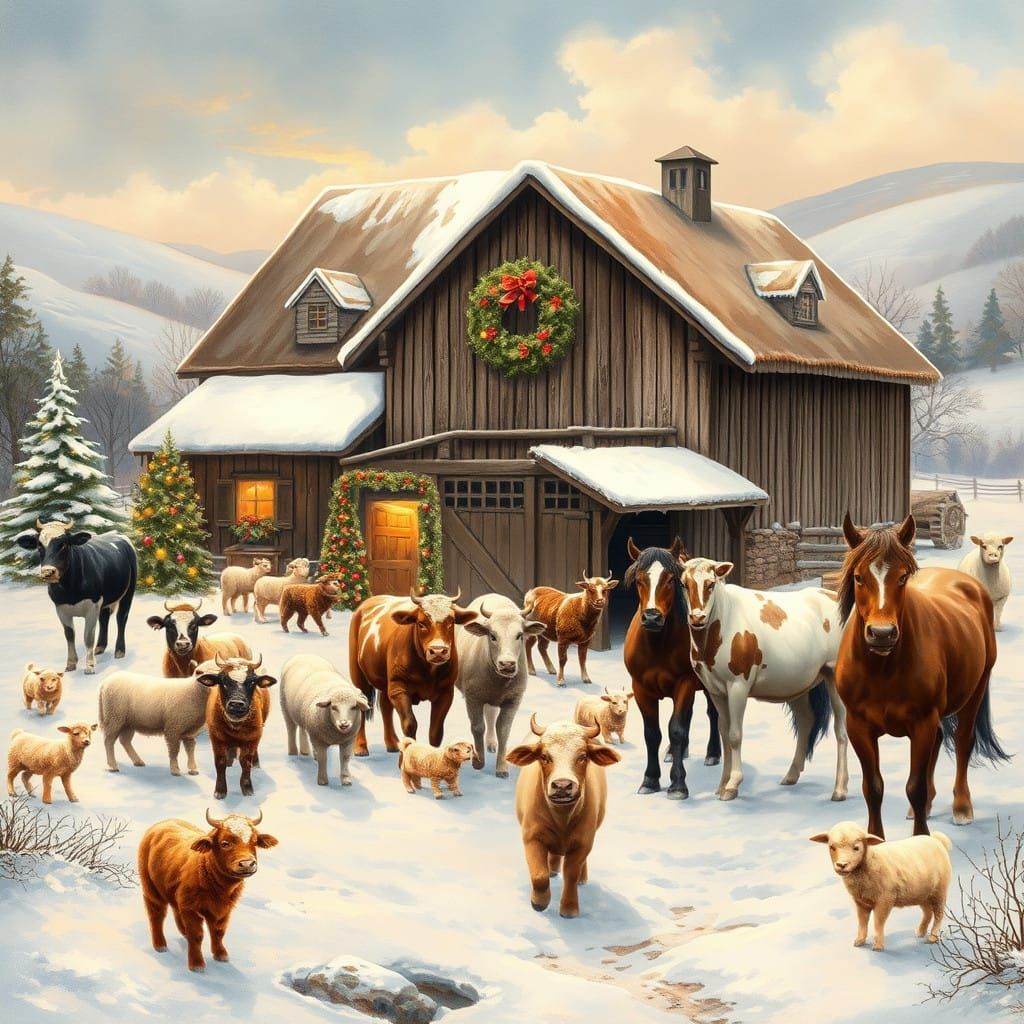 Rustic Winter Wonderland with Adorable Farm Animals