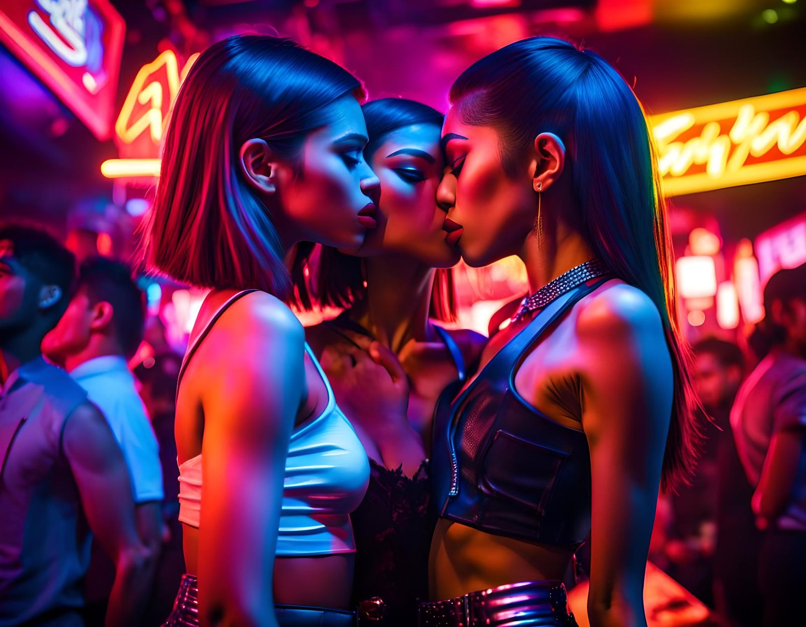 zendaya and isabela moner kissing liplocked, with bare midri...