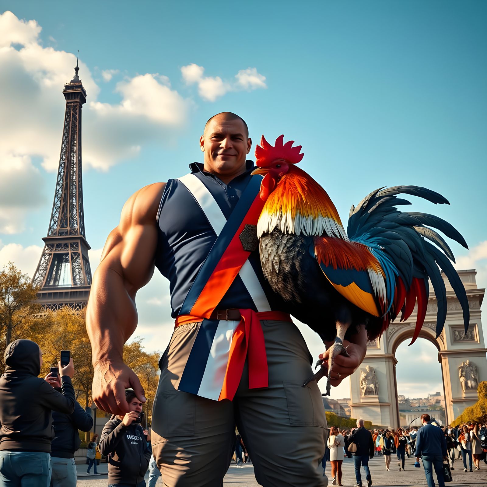 Semi-Realistic Digital Painting of French Bodybuilder in Par...