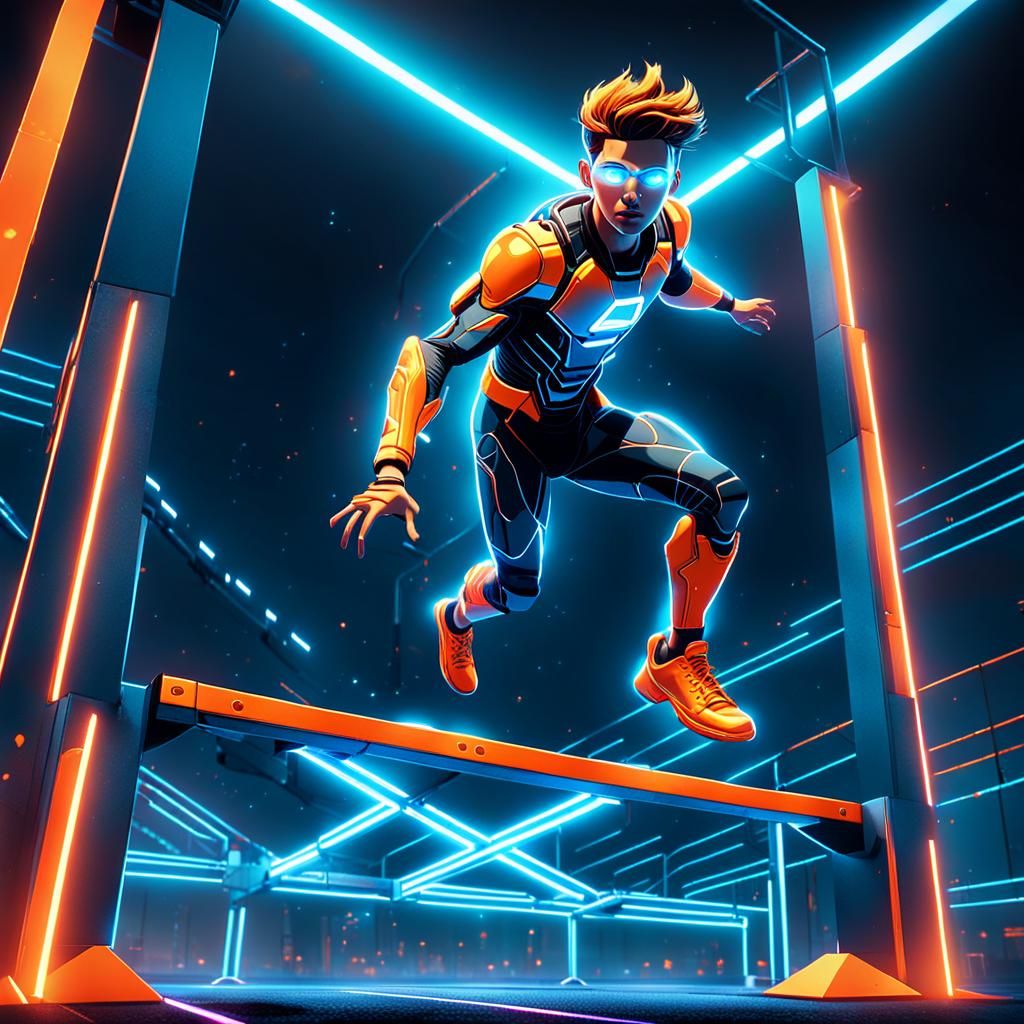 Futuristic Game Show Competitor in Comic Book Style