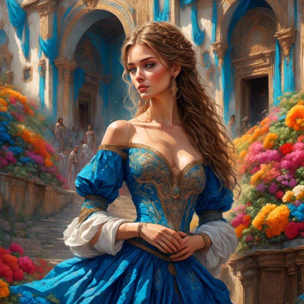 Beautiful Woman in Napoleonic Dress, Fantasy Art