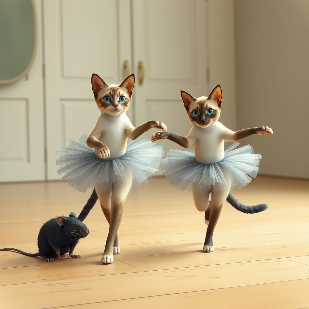 Ballet Cats Dance for Their Rattan Audience in a Whimsical, ...