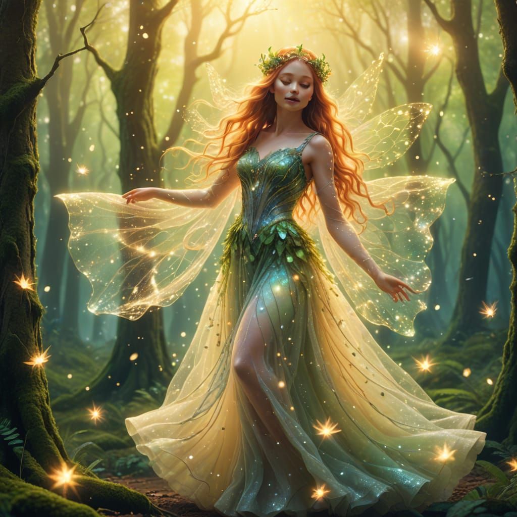 Enchanted Forest Nymph Princess in Dreamlike Digital Art