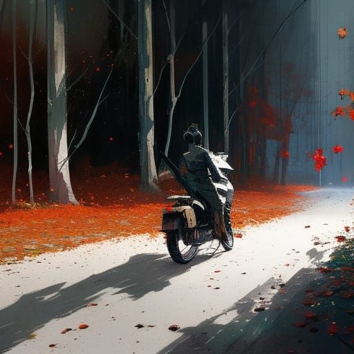 Autumnal Solitude: Textured Speedpaint in Red