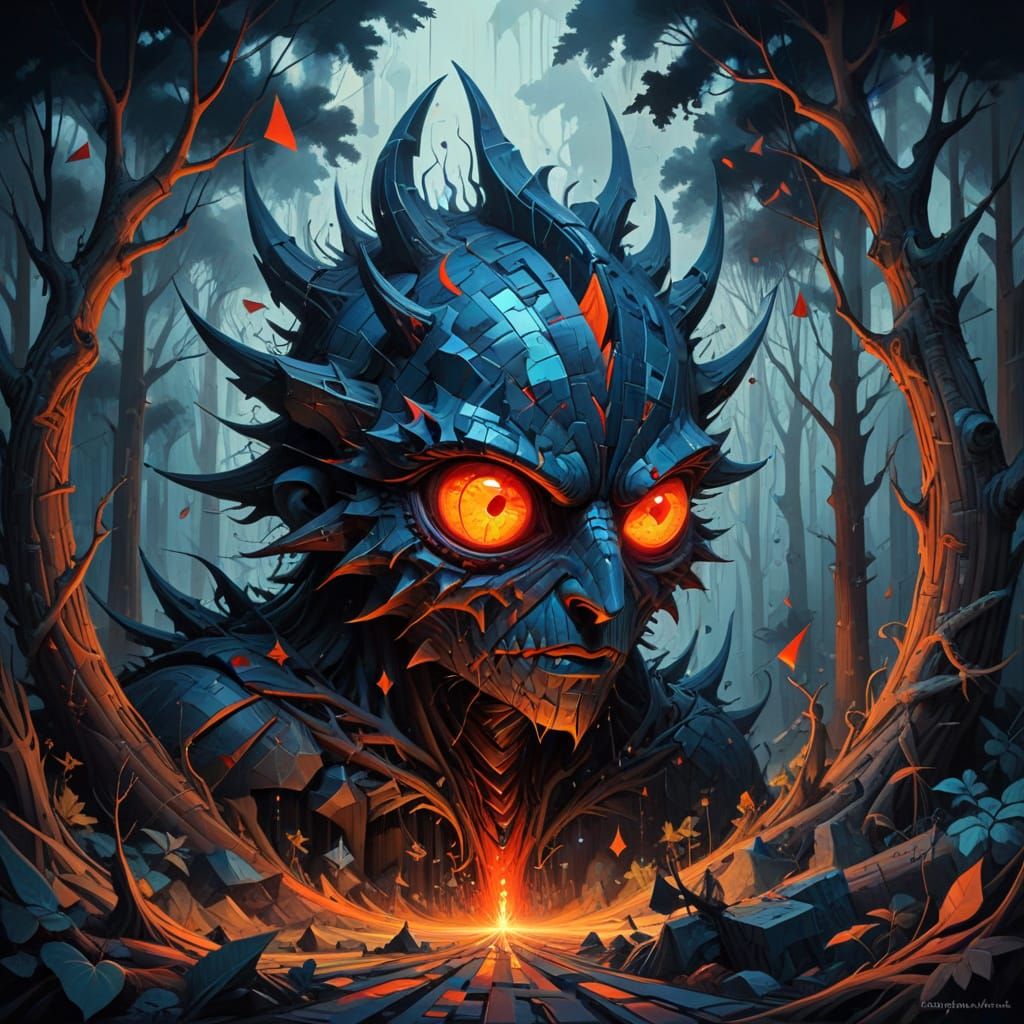 Surreal Horror Scene in Dark, Detailed Style