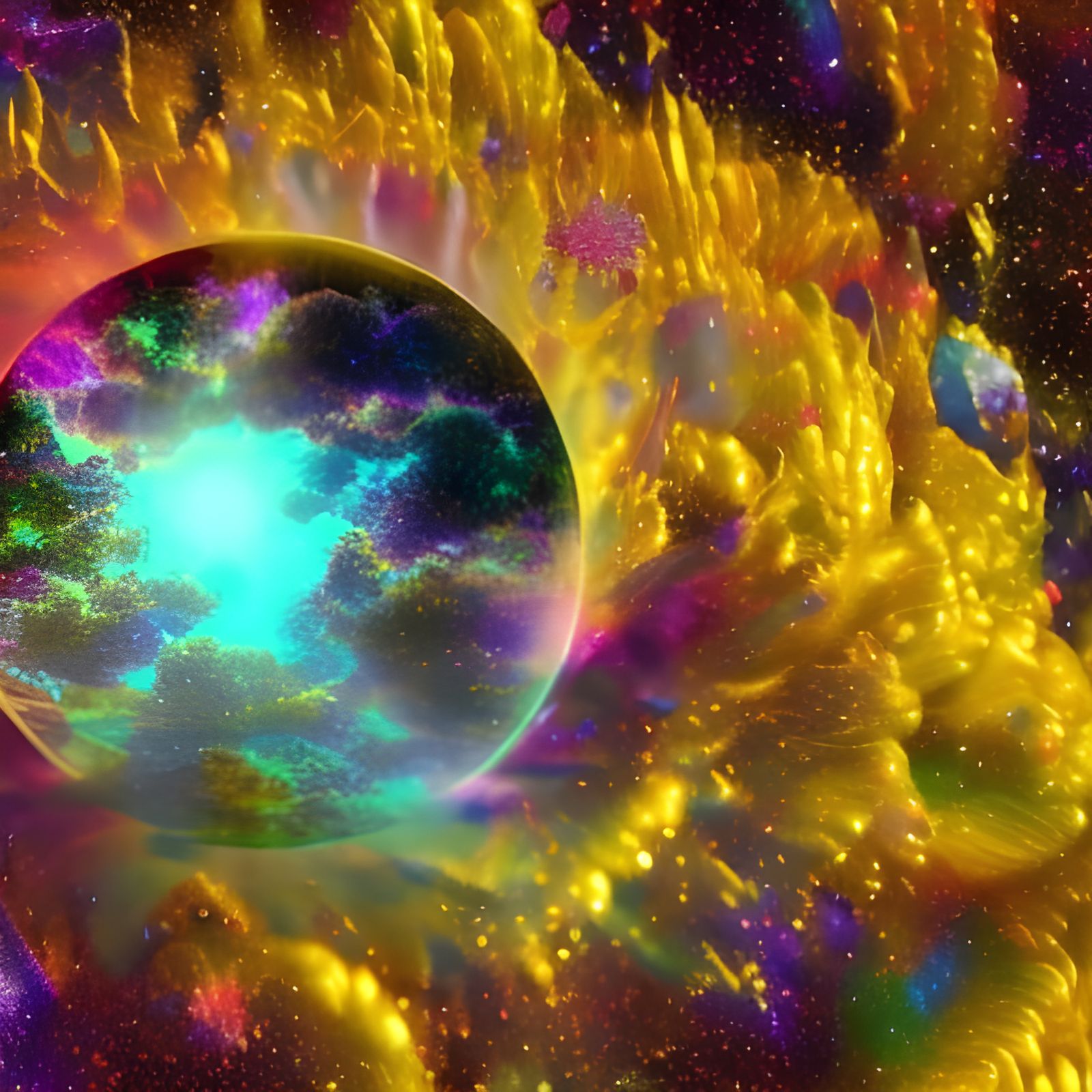 Magical Forest of Nebula Clouds: Digital Matte Painting