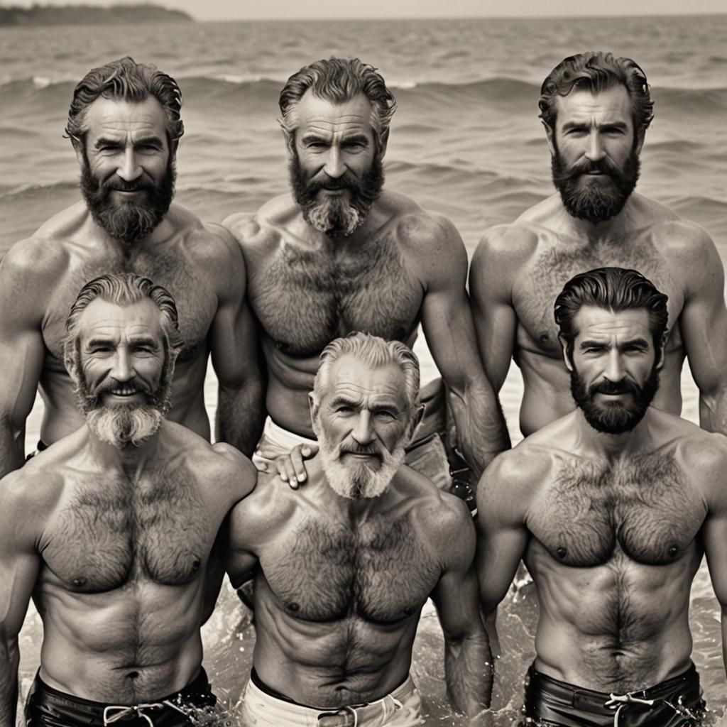 Older Hairy Men's Synchronized Swimming Competition