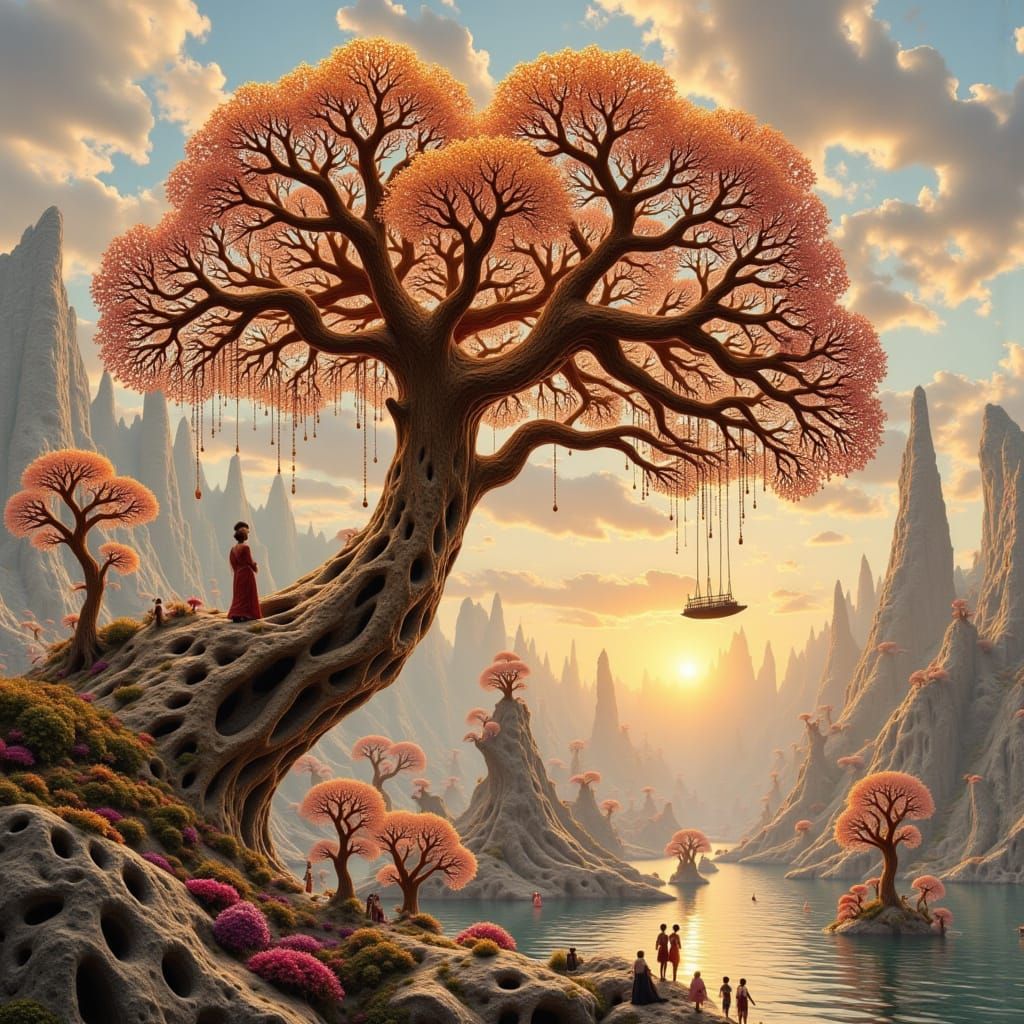 Ethereal Butterfly on a Majestic Bonsai Coast