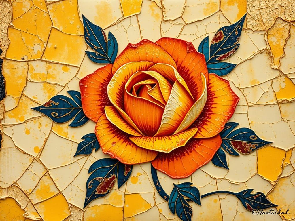 Cubist Kintsugi with Goldenpunk Filigree and Vivid Colors