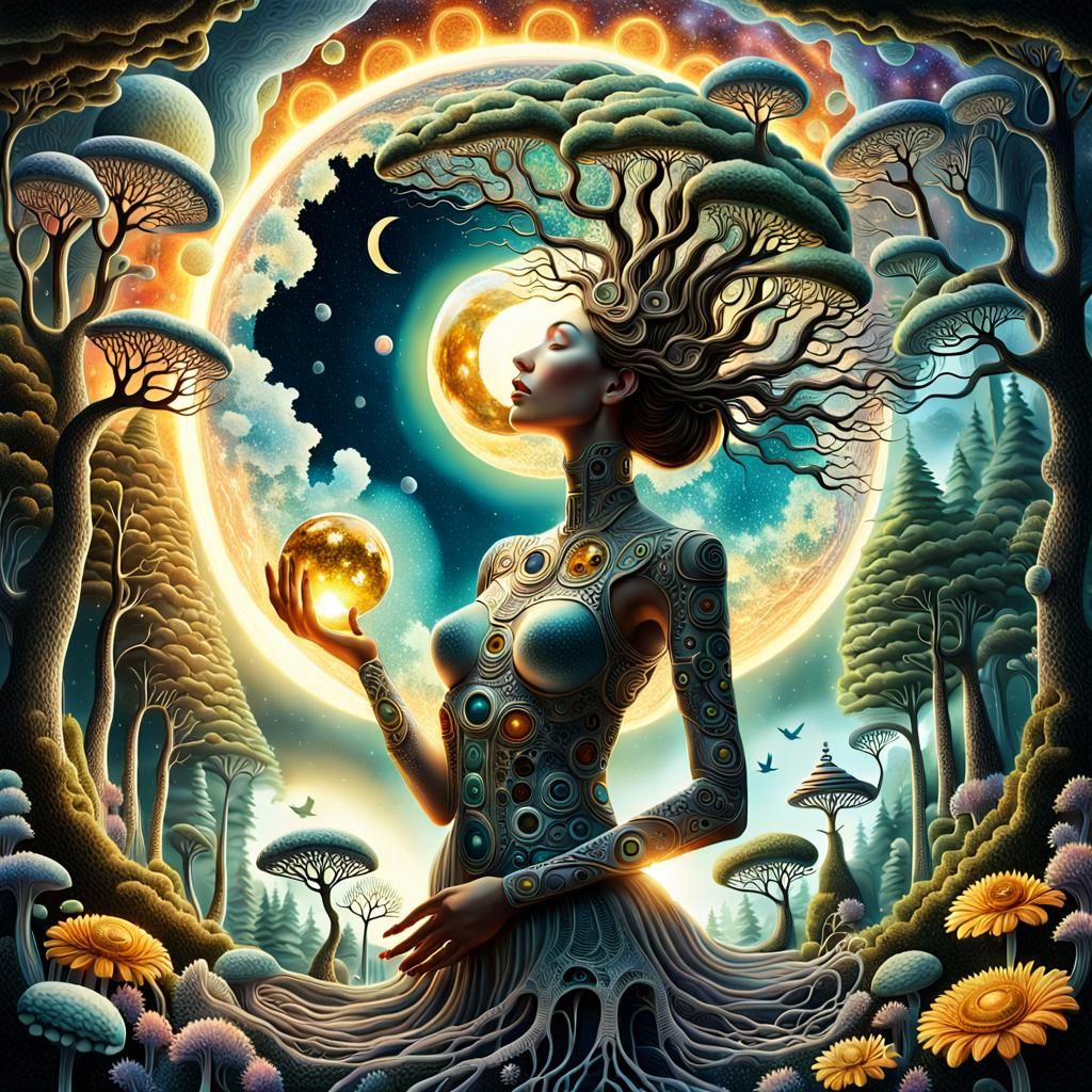 Transhumanist Goddess in Whimsical Universe