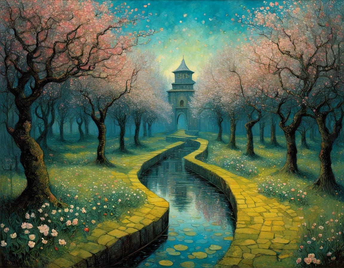 Surrealist Garden Blooms in Vibrant Colors