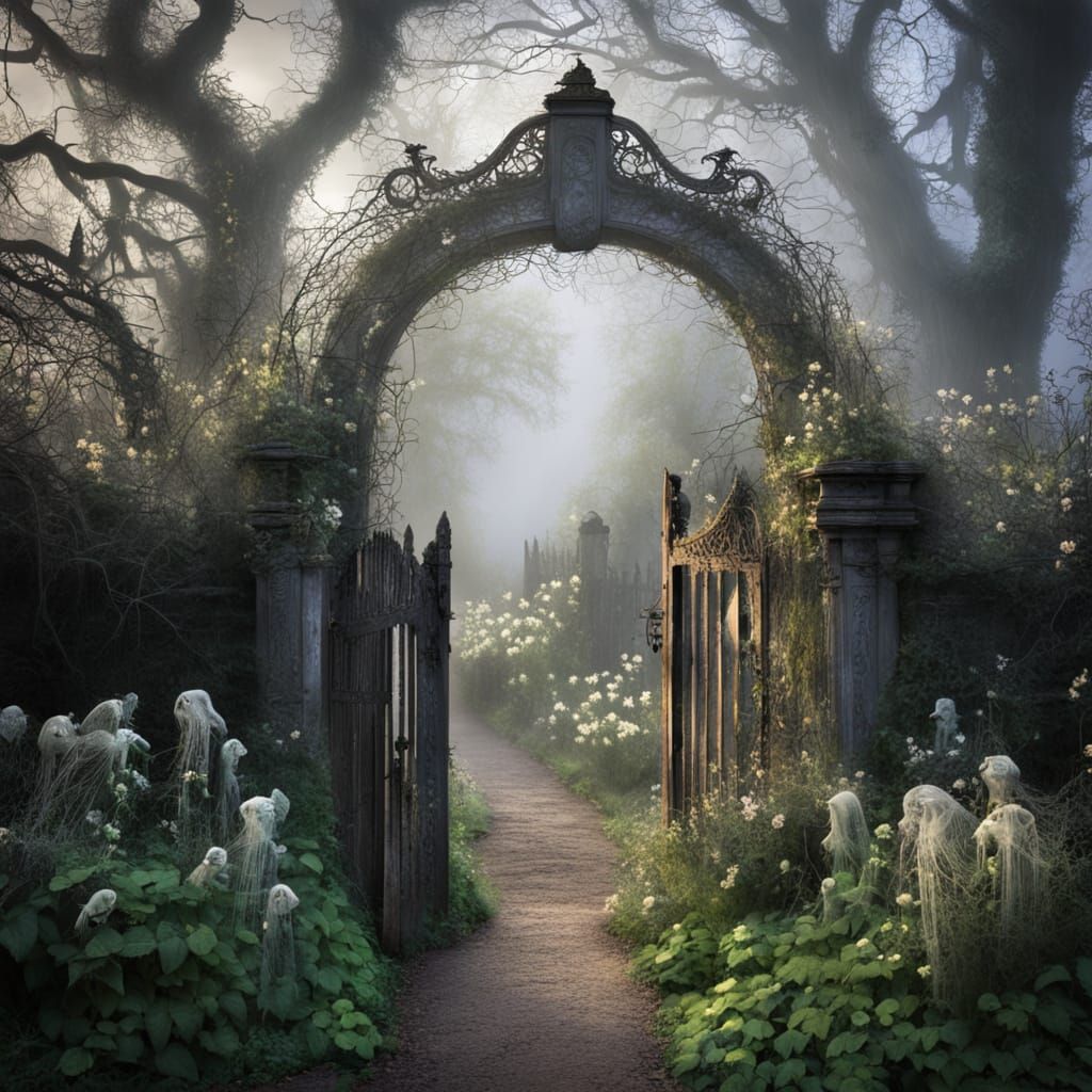 Spooky Overgrown Garden with Haunted Path