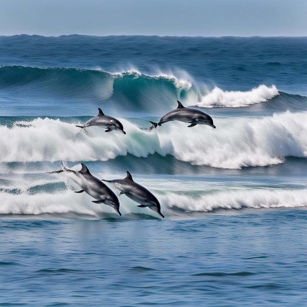 Dolphins Surfing Waves at Bonding Beach