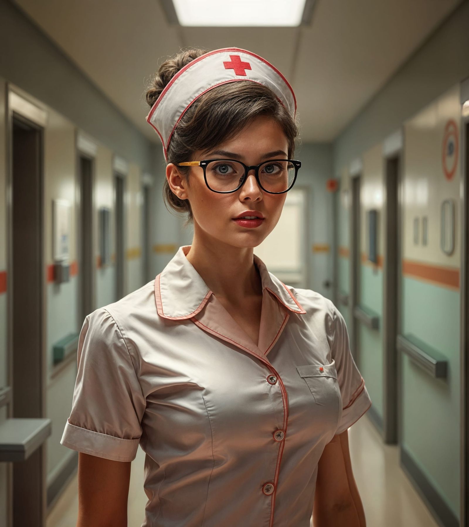 1950s Nurse in Hospital Photorealistic Image
