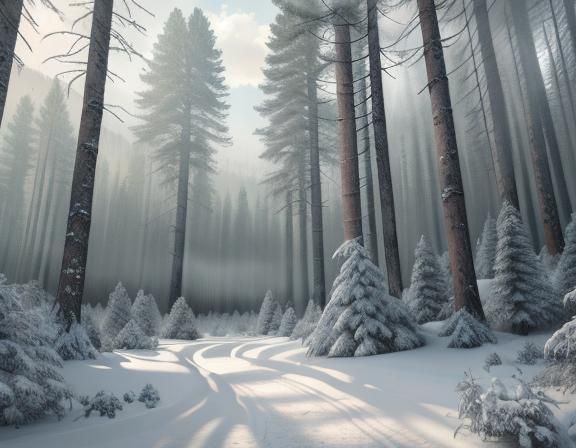 Winter Forest Scene in Ultrarealistic Detail
