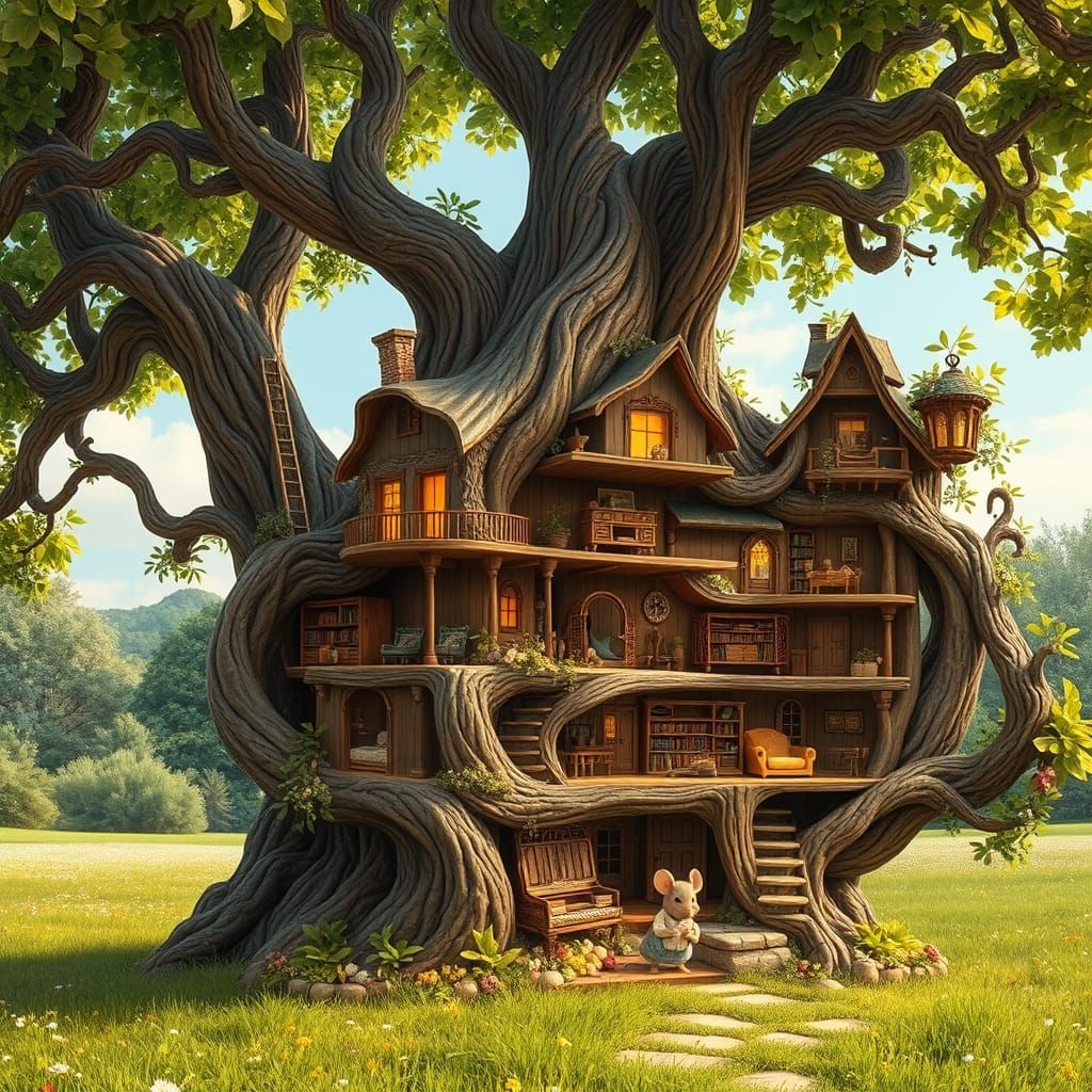 Majestic Treehouse Metropolis in Vibrant Countryside