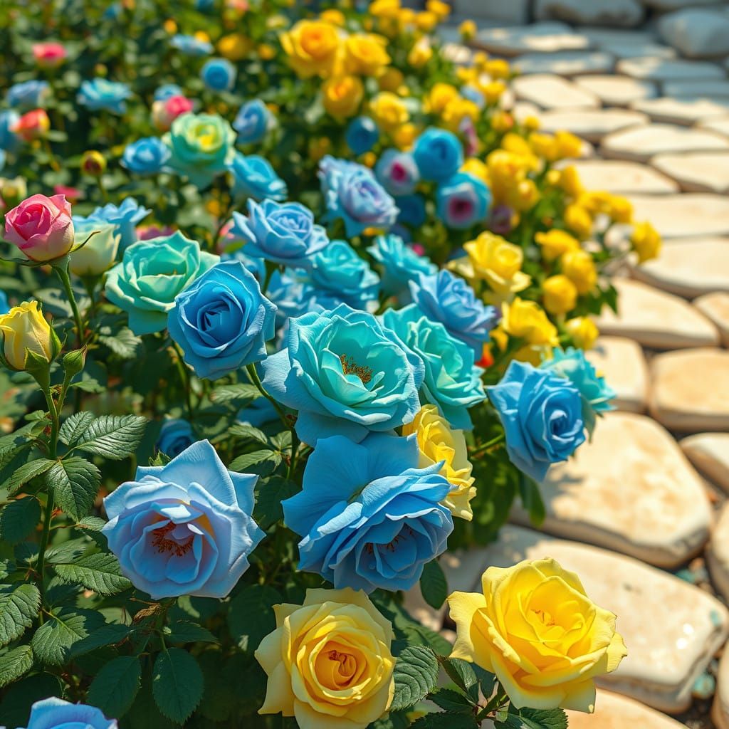 Dreamy Impressionist Rose Garden in Soft Pastel Hues