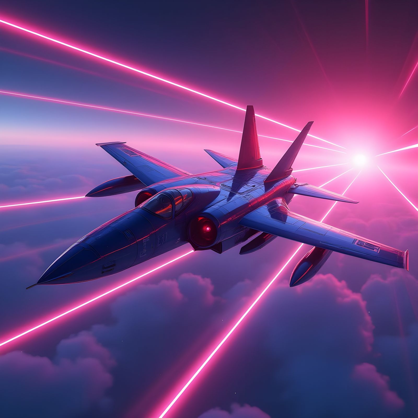 Retrowave image of the F-14 Tomcat