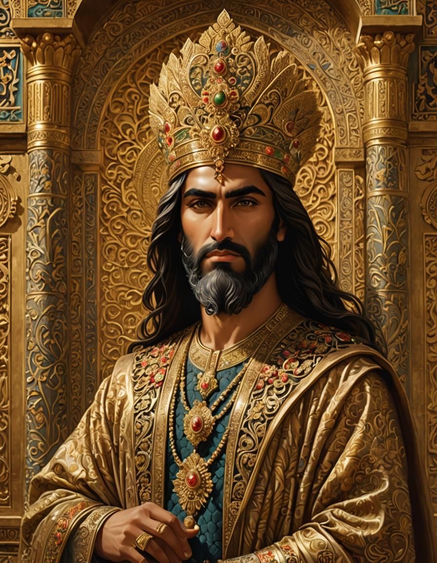 Darius the Great in Persian Imperial Art Style