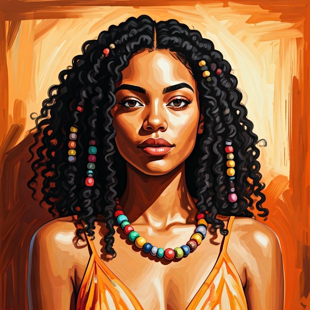 Woman with Braids in Expressive Portraiture Style
