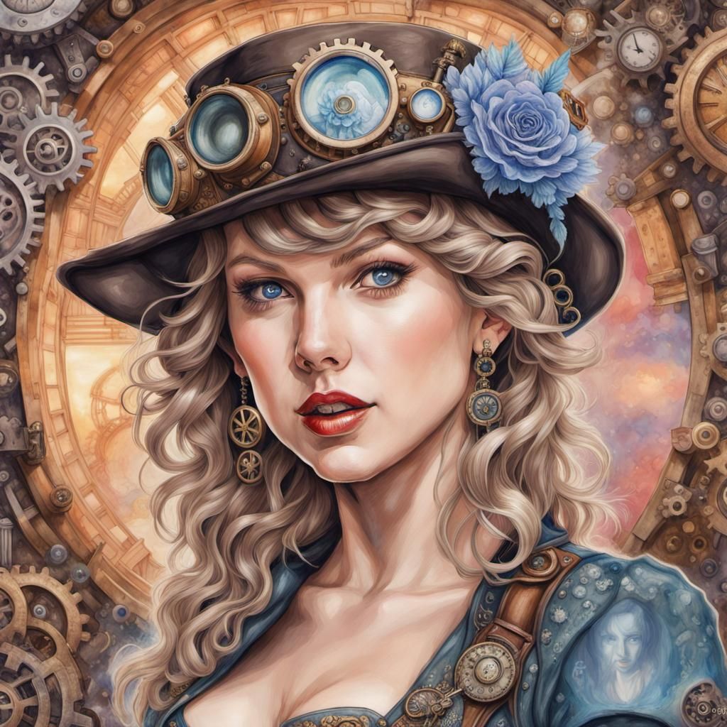 steampunk Taylor Swift in a steampunk world