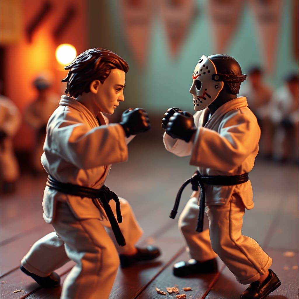 Miniature Michael Myers and Jason Karate Match