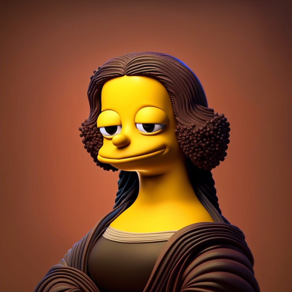 Mona Lisa Simpson in 3D Digital Art Style