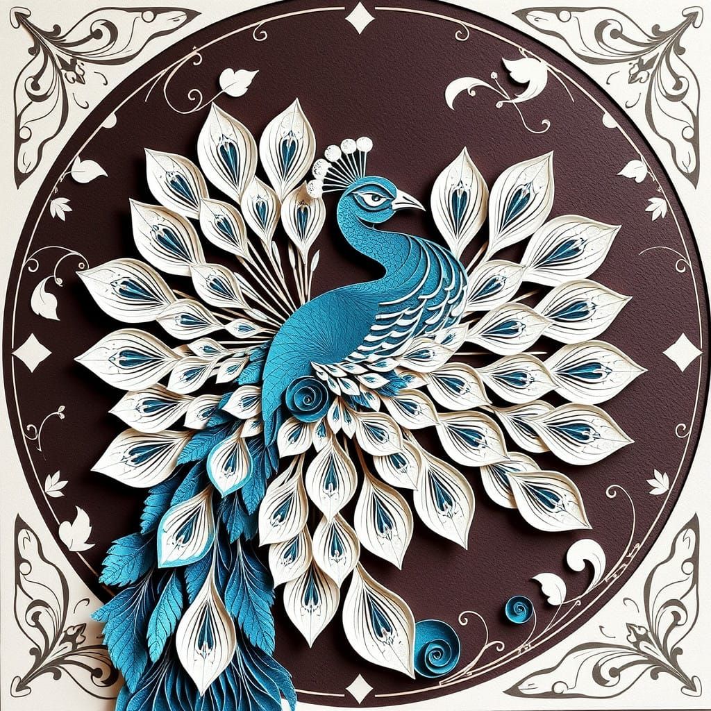 Elegant Kirigami Peacock in Sensual Boudoir Setting