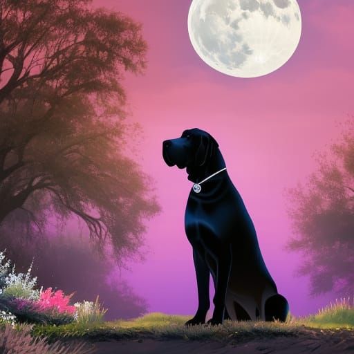 Goth Woman and Mastiff Portrait in Cel Shading