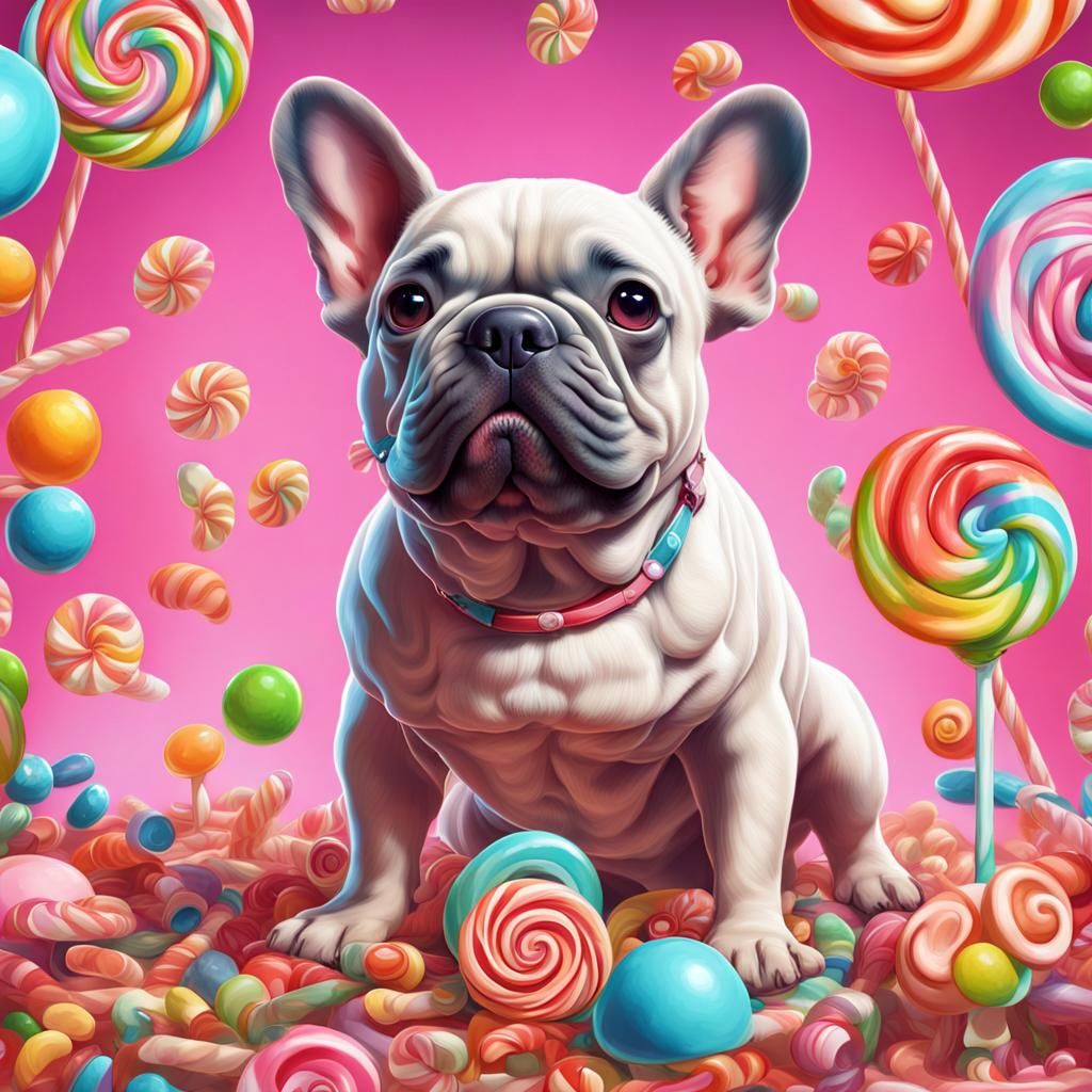 Candy Art French Bulldog in Digital Illustration