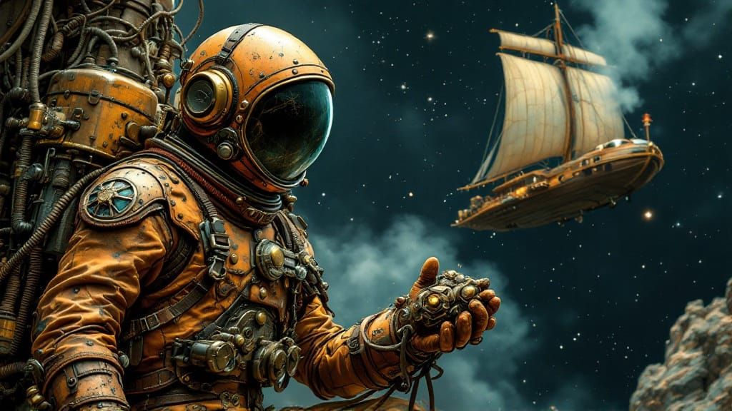 Victorian-Era Astronaut Salvages in Space