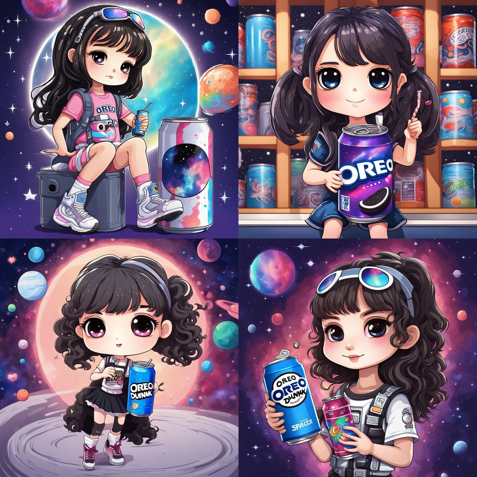 Chibi Girl with Oreo Space Dunk Can
