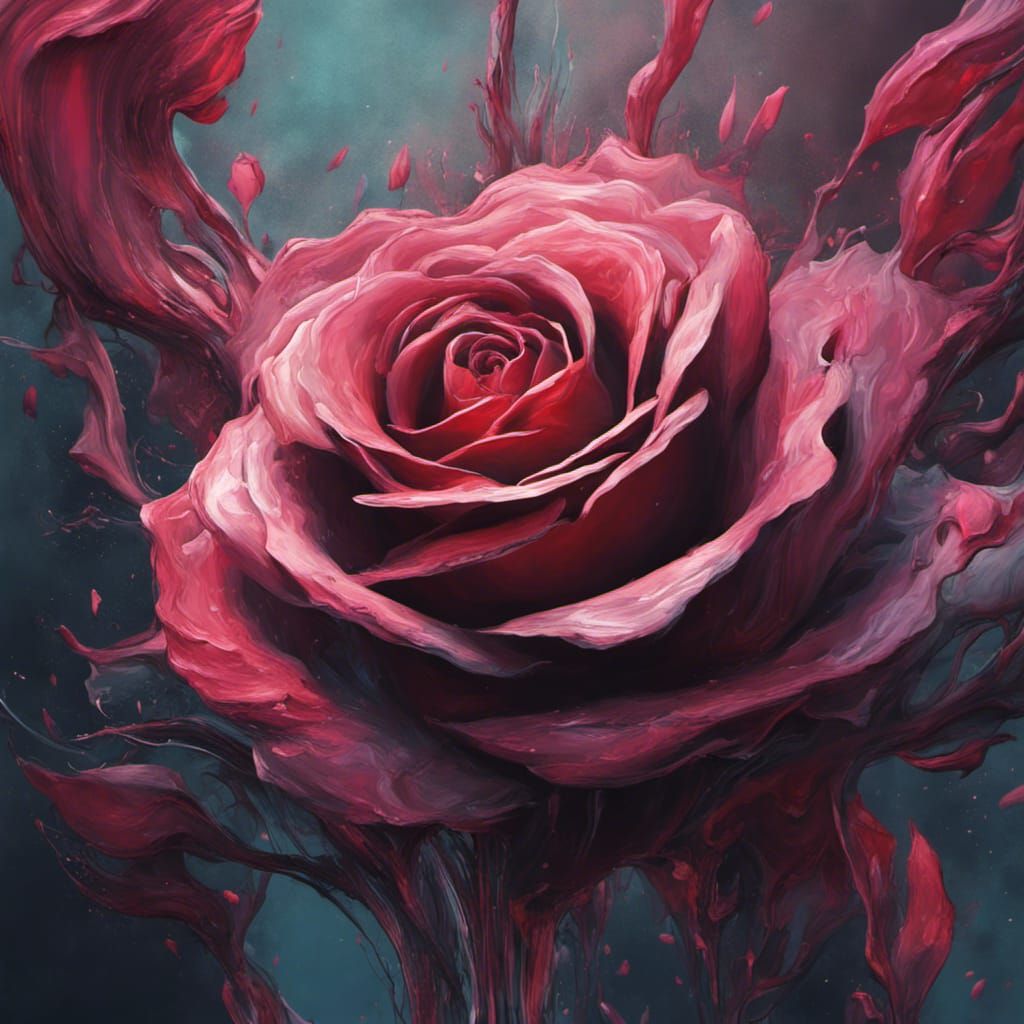 Abstract Rose Painting in Detailed Matte Style