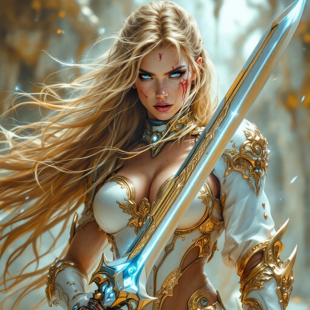 Cyberpunk Warrior Woman in Fierce Battle Mode