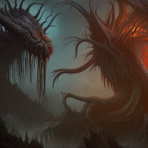 Eldritch Abomination: Fantasy Dwarf Fishpeople in Dark Art