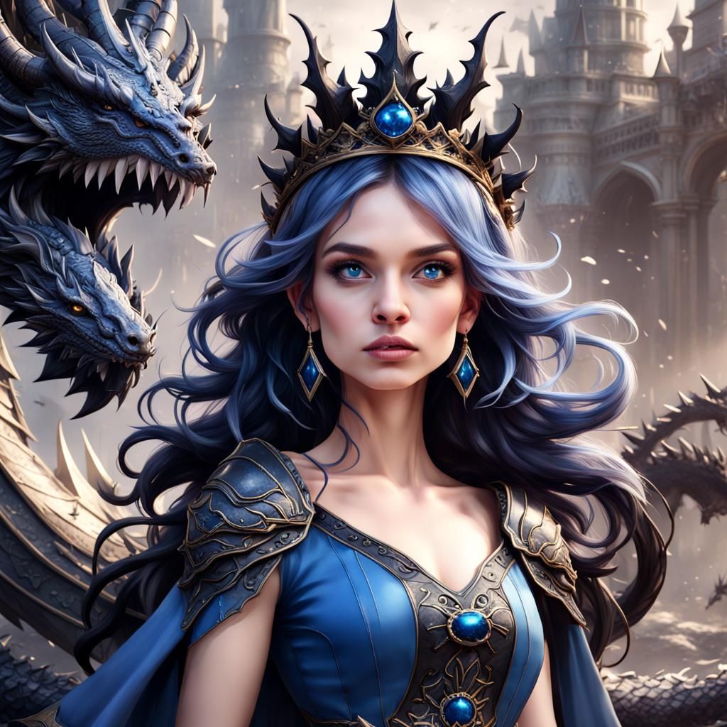 Princess with Dragon Crown: Fantasy Concept Art