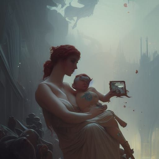 Dark Fantasy Masterpiece in Purple and Yellow