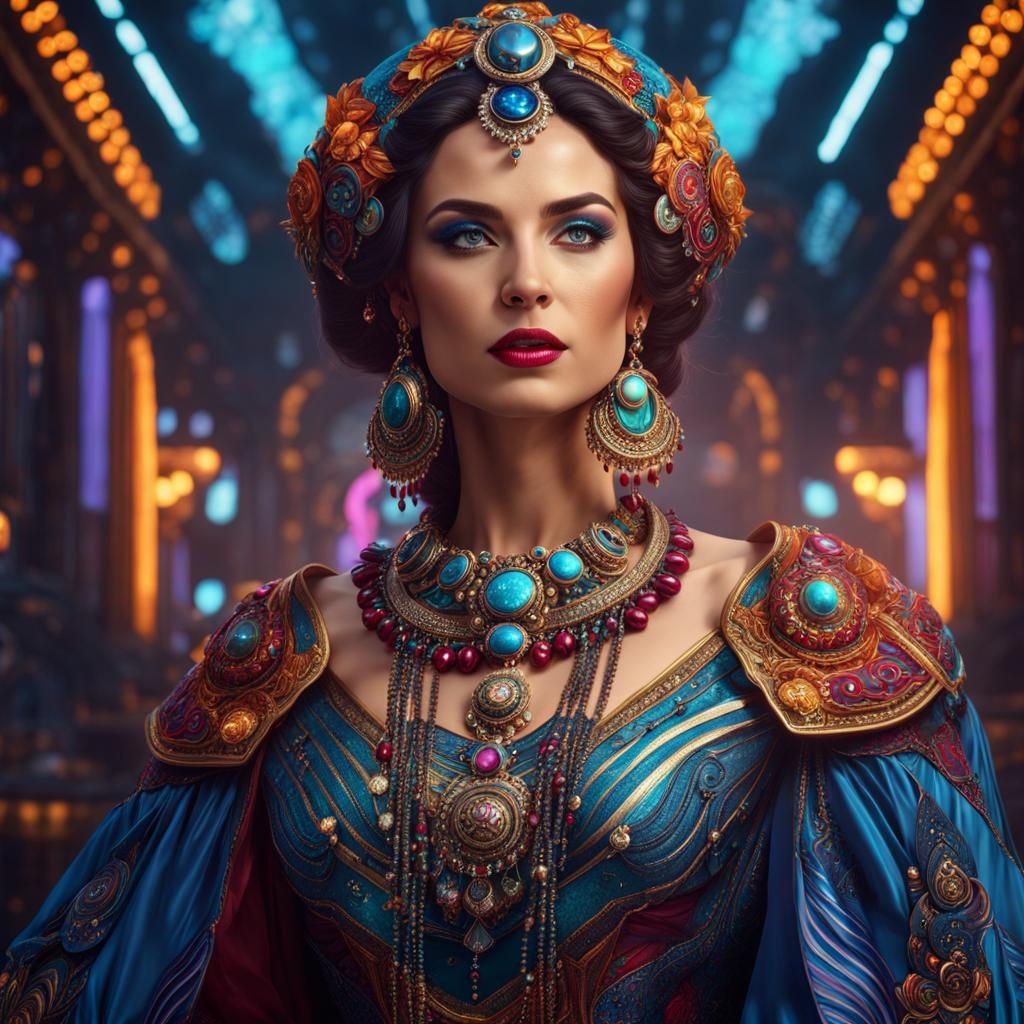 Beautiful Woman in Detailed Clothing: Hyperrealistic Portrai...