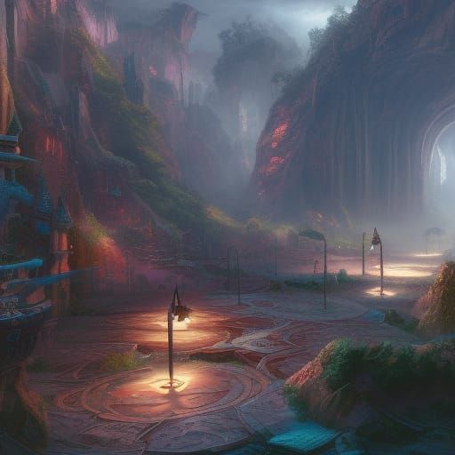 Detailed Matte Painting in Deep Color