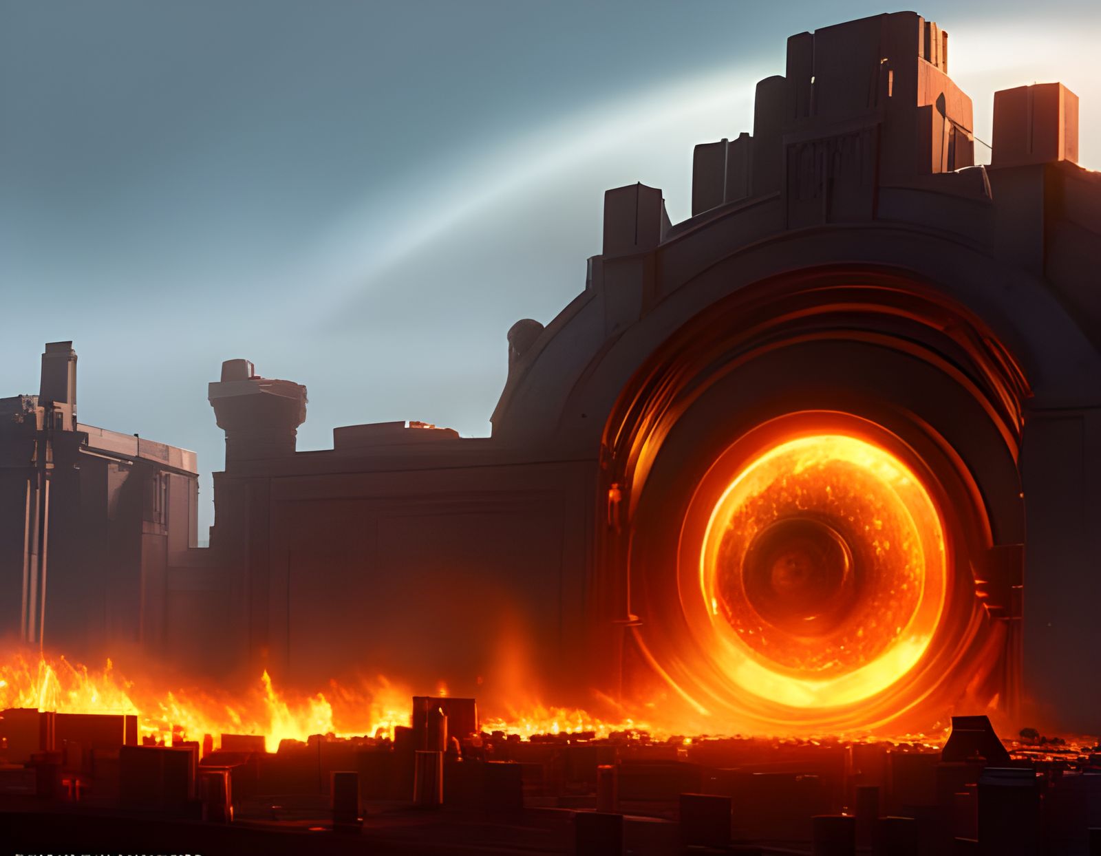 Fiery Nexus Portal in Digital Art Style